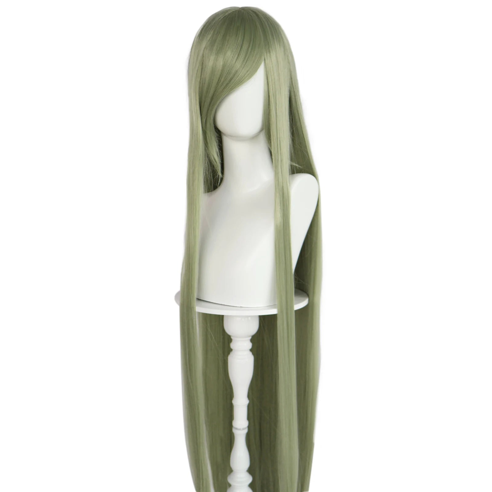 Synthetic 46Inch Black Straight Extra Long Stylish and Versatile Anime Cosplay Wig With Bangs For Daily Party Wear Wig Fashion