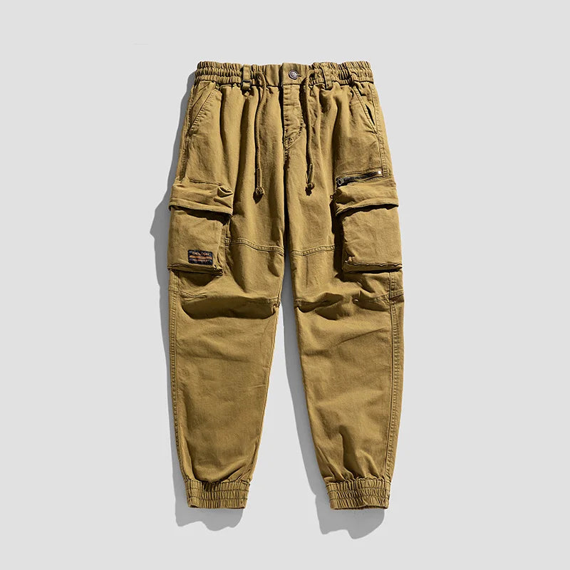 Spring and autumn trendy Cargo pants for men, slim, leggings, ruffian and handsome trousers, American multi bag pants, outdoor v