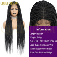 36'' Blonde Synthetic Long Cornrows Box Braided Full Lace Front Wig for Black Women Straight Lace Front Braiding Hair Wig