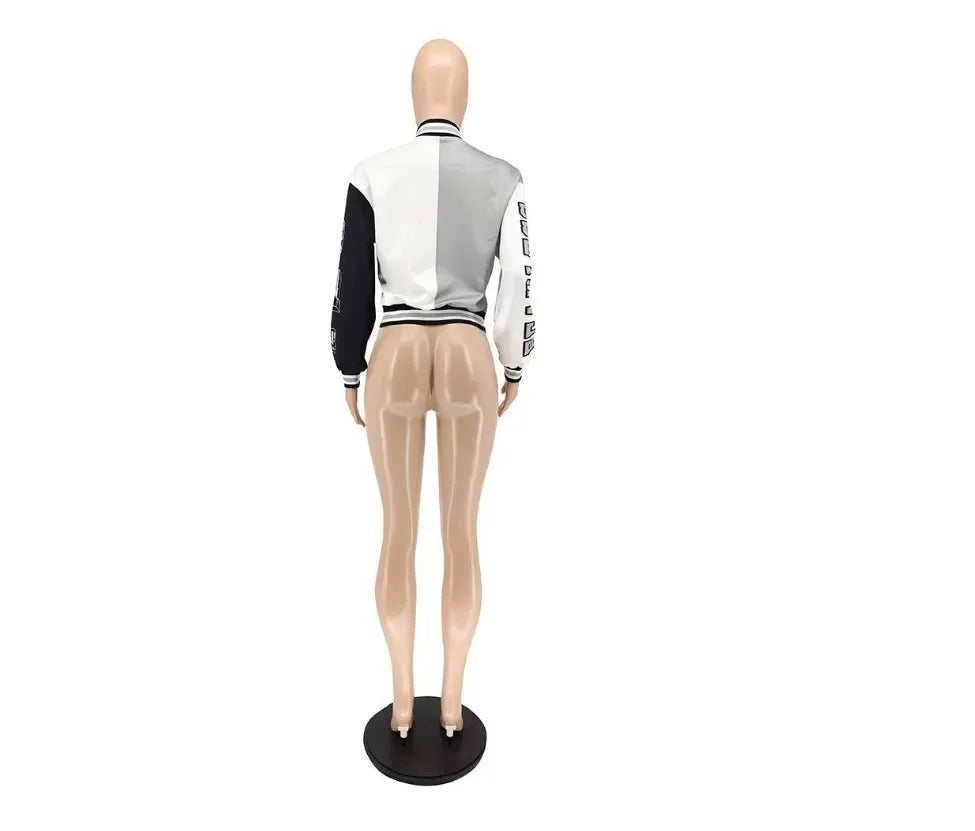 WB9121 Women's Screw Thread Ballpark Jacket Crew Neck Regular Fit Spring Autumn New Style Clothing From China Mainland