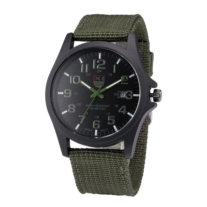Men Genuine XINEW Brand Watches Students Fashion Casual Nylon Band Sports Army Gifts Date Quartz Wrist Watch Black Montre Homme