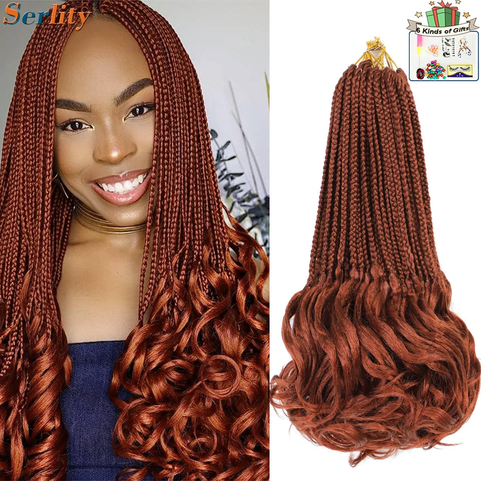 French Curl Crochet Braids 14 Inch Kid-Friendly Goddess Box Braids with Bouncy Curly Ends French Curls Braiding Hair for Women