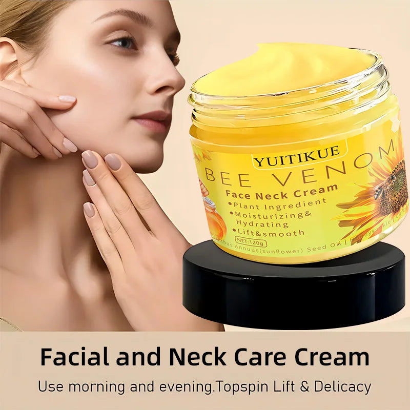 YUITIKUE Bee Venom Face & Neck Cream 120g - Plant-Based Formula, Moisturizing & Lifting, Fast Absorption, Day & Night Care