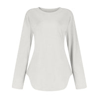 Traf 2024 Mujer Womens Long Sleeve Round Neck Shirts Side Split Basic Loose Tunic Tops Casual Shirts Ropa De Mujer Fashion