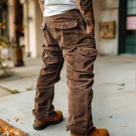 2025 Spring Summer Stylish Straight Cargo Pants Men Casual Texture Corduroy Trousers For Men Daily Leisure Loose Pant Streetwear