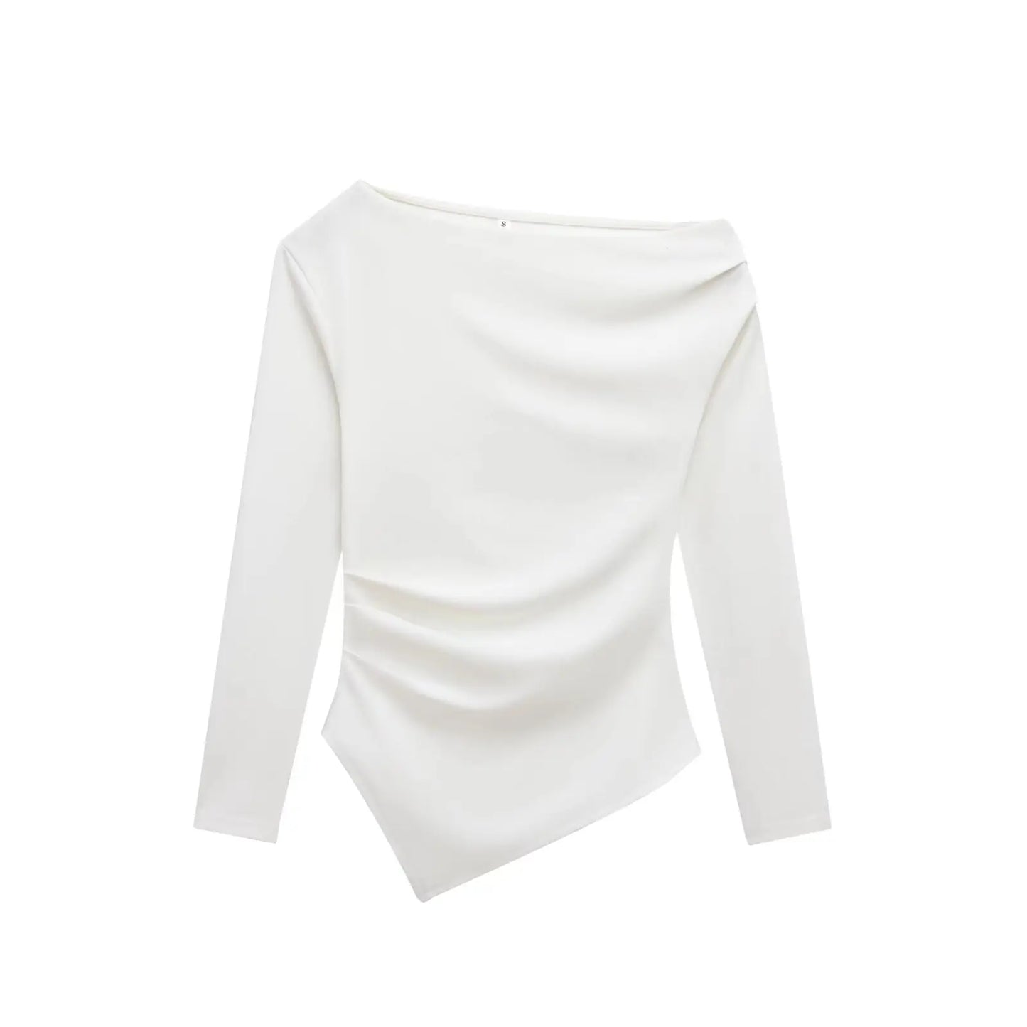 TFMLN 2025 Fashion Asymmetric Women Top T Shirts New Elegant Spring Summer Elastic Clothes Long Sleeve Shirt Top