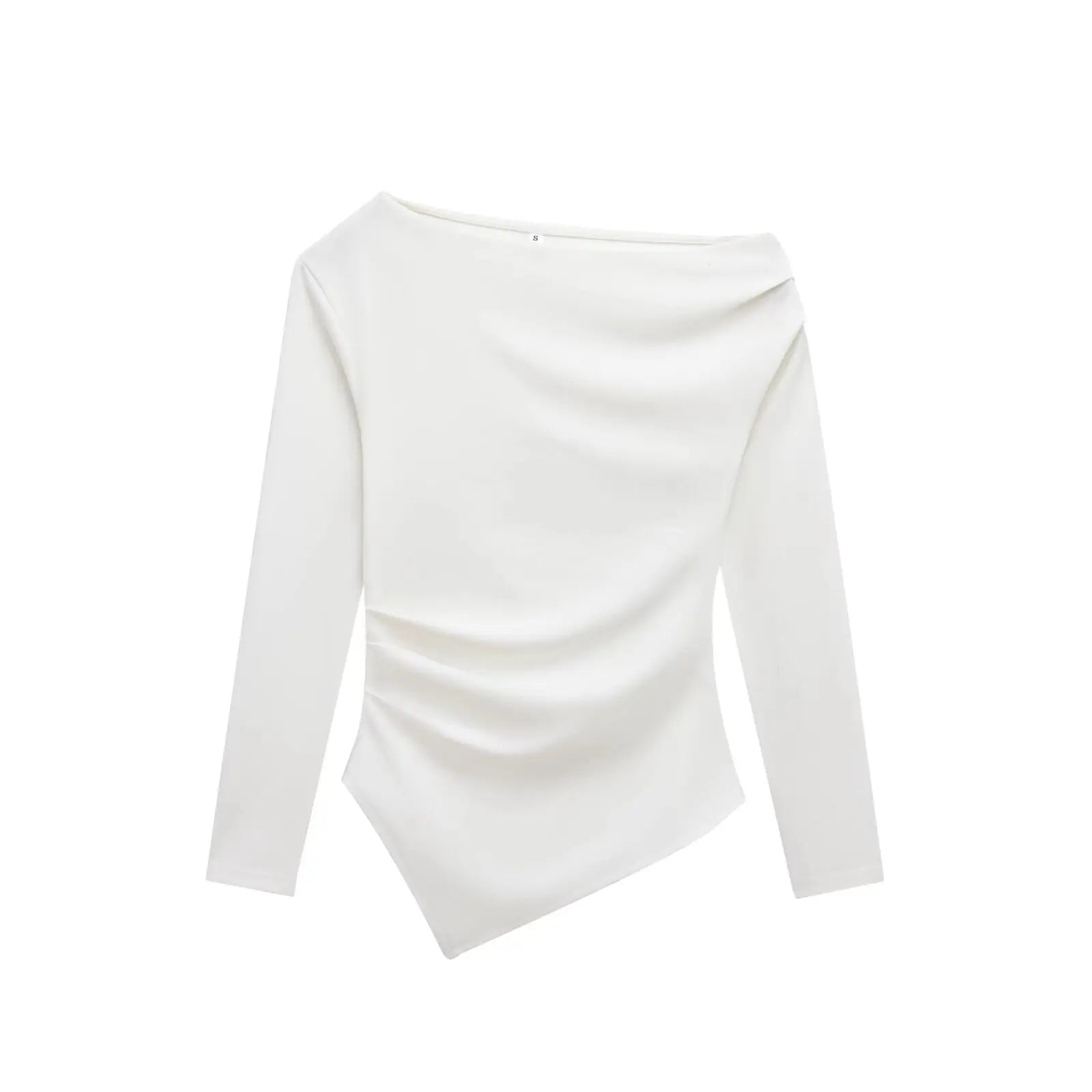 TFMLN 2025 Fashion Asymmetric Women Top T Shirts New Elegant Spring Summer Elastic Clothes Long Sleeve Shirt Top