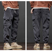 Winter Men's Fleece Warm Cargo Corduroy Pants Jogging Sweatpants Work Y2k Korean Pants Loose Harem Casual Trousers for Men
