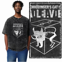 COOLMIND DB cat Printed Cotton Acid Washed Exclusive Graphic Unisex T Shirt Cool Streetwear Men Tshirts Big Size Tee for men