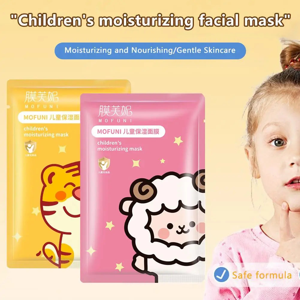 1/5pcs Cartoon Facial Mask For Children Deep Hydrating Sheet Mask Moisturizing Skincare Tiger Rabbit Face Mask Skin Care