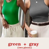 Women's Corset Summer 100% Cotton Crop Top Y2k Knitted Camis O Neck Knit Camisole Sleeveless Vest Solid Slim Tank Tops Women