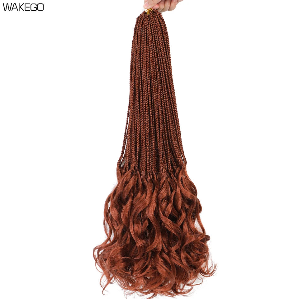 14 18 24 Inch French Curl Box Braids Crochet Hair Ombre Brown to Blonde Prelooped Synthetic French Curls Braiding Hair for Women
