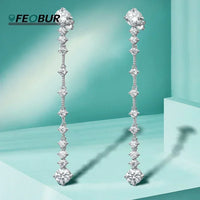 FEOBUR 3/6cttw Full Moissanite Drop Earrings for Women 925 Sterling Silver Lab Diamond Long Earring Bridal Wedding Jewelry GRA