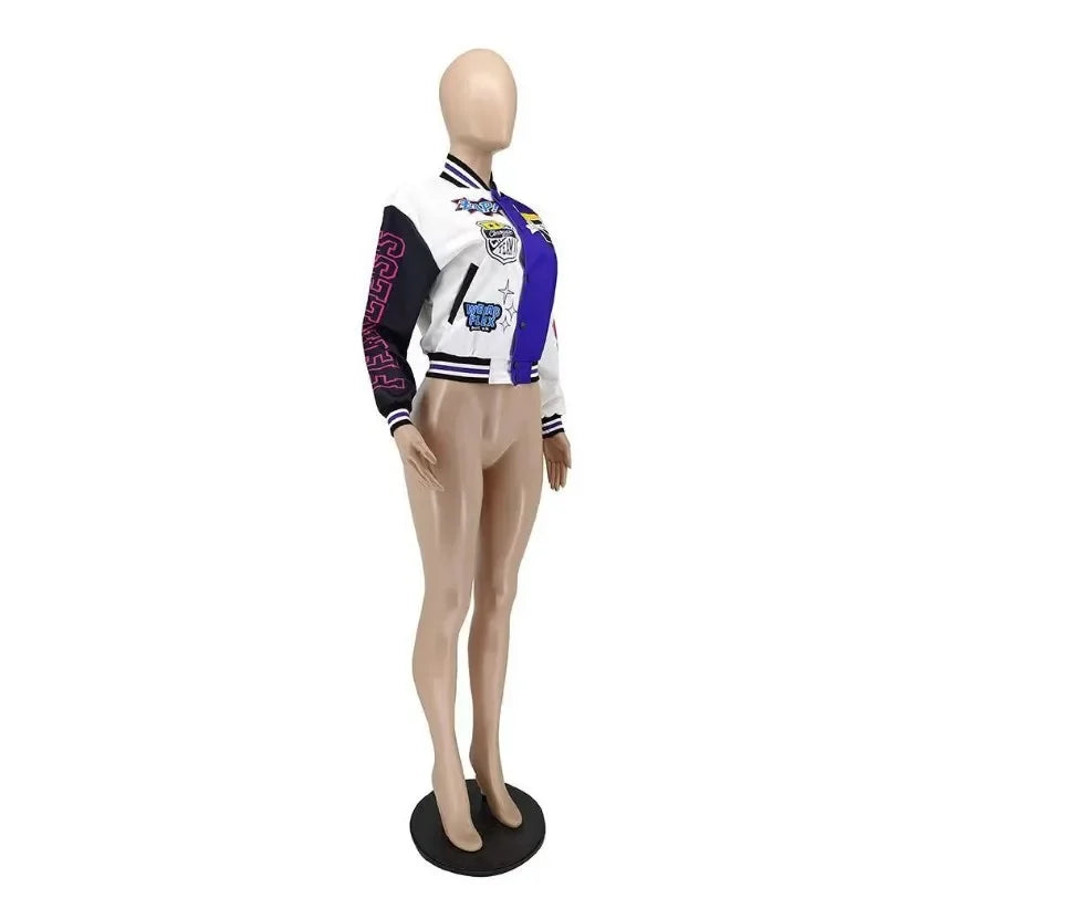 WB9121 Women's Screw Thread Ballpark Jacket Crew Neck Regular Fit Spring Autumn New Style Clothing From China Mainland