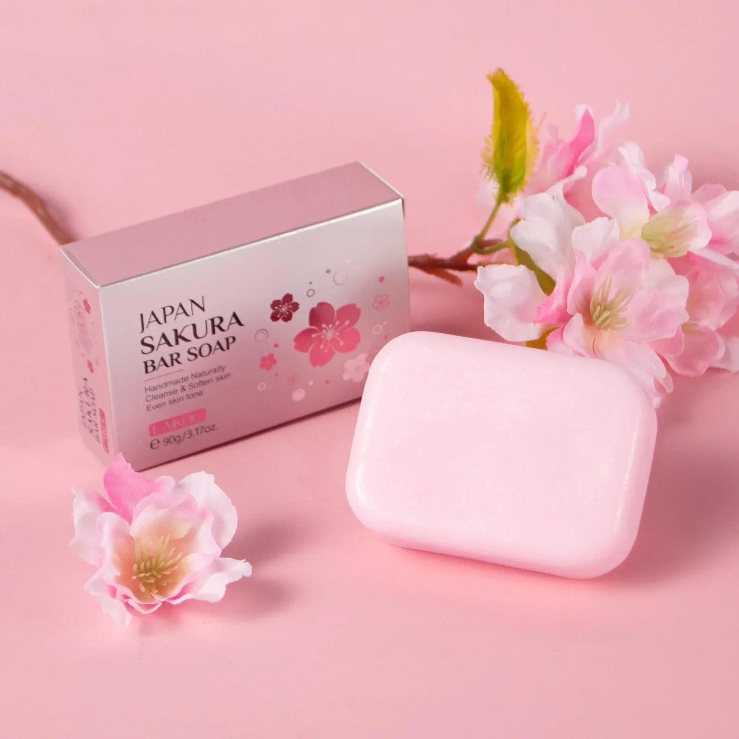 Laikou Sakura Handmade Facial Soap Cleans Skin Shower And Removes Bacteria 99.9% Travel Be Carried For Adults And Children 90g