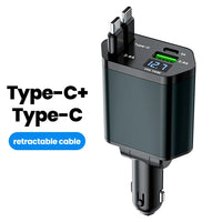 Elough 4 IN 1 Retractable Car Charger Fast Charging USB C To USB C ios Cable Charger USB Type C Car Adapter For iPhone Huawei