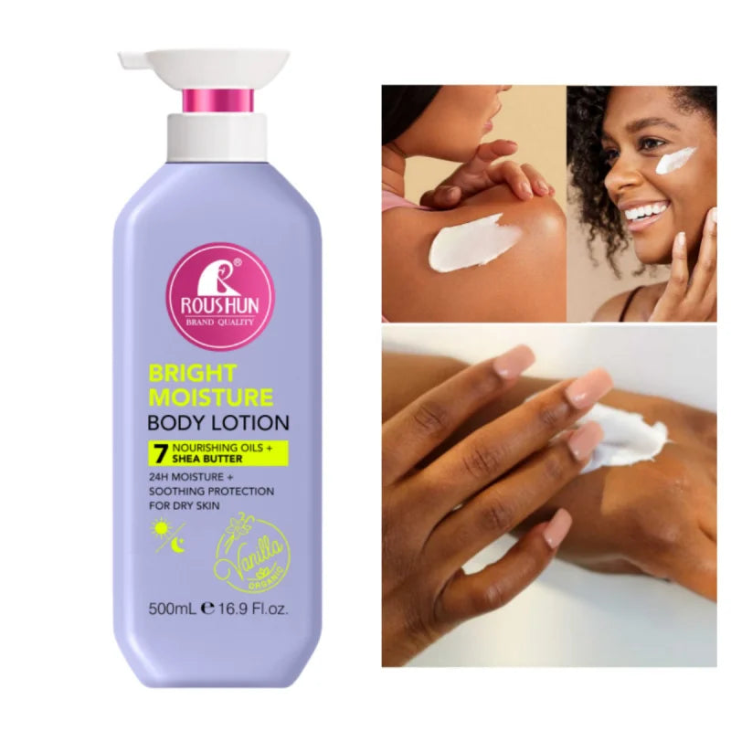 500ml ROU SHUNMultivitamin+Shea Butter Body Lotion Moisturizing Skin Beauty Body Lotion Fragrance  Non-Greasy Large Capacity