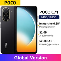 POCO C71 Global Version UNISOC T7250 processor 32MP AI dual camera Immersive 6.88” display 15W fast charging AI face unlock