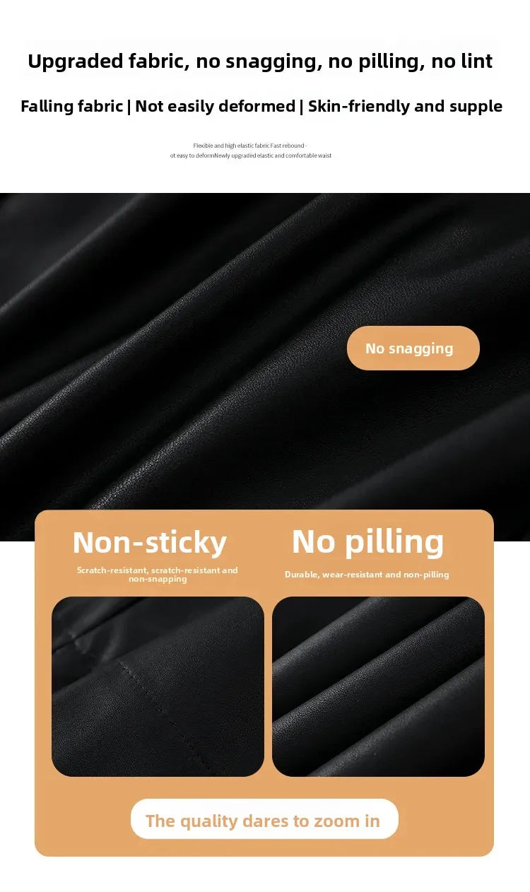 High Waist Wide Leg PU Leather Pants Women's Suit Casual Floor Length Trousers Autumn Winter New Style Loose Fit Long Pants