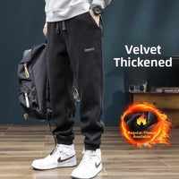 Men's Autumn Winter Thiened Fce Lined Corduroy Pants Loose Sports Casual High Street Trend Wear Resistant Dir Long Tro...