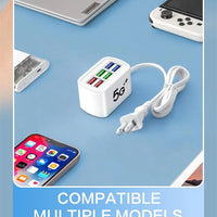 Elough 6 USB Charger Power Strip Desktop Fast Charging EU/US Plug Wall Phone Charger Adapter Electric Socket HUB Splitter 1M