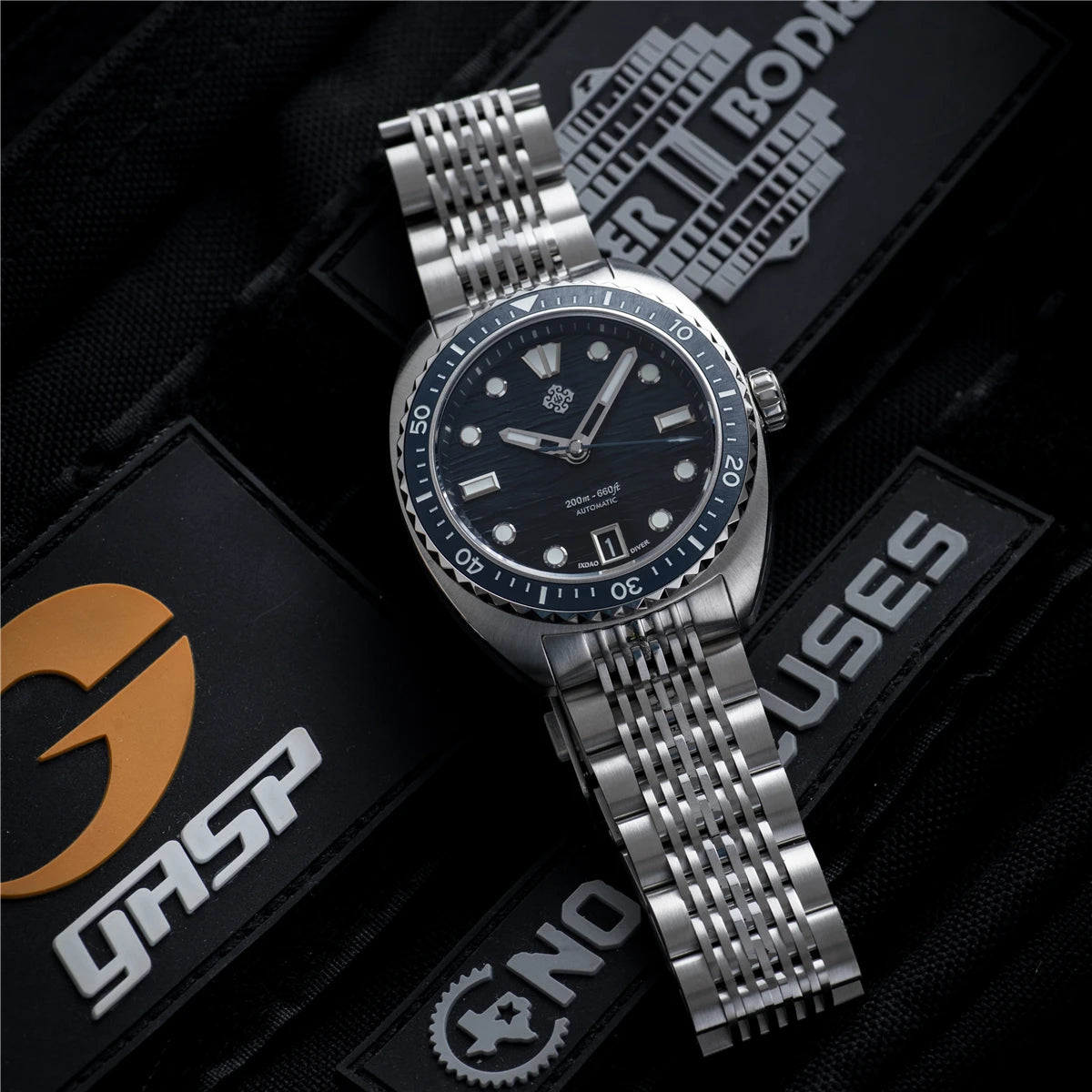 2025 New IXDAO IPOSE Automatic Mechanical Men Watch JD-X07S Dragon Scale Pattern Watch Stainless Steel BWG-9 Diving reloj hombre