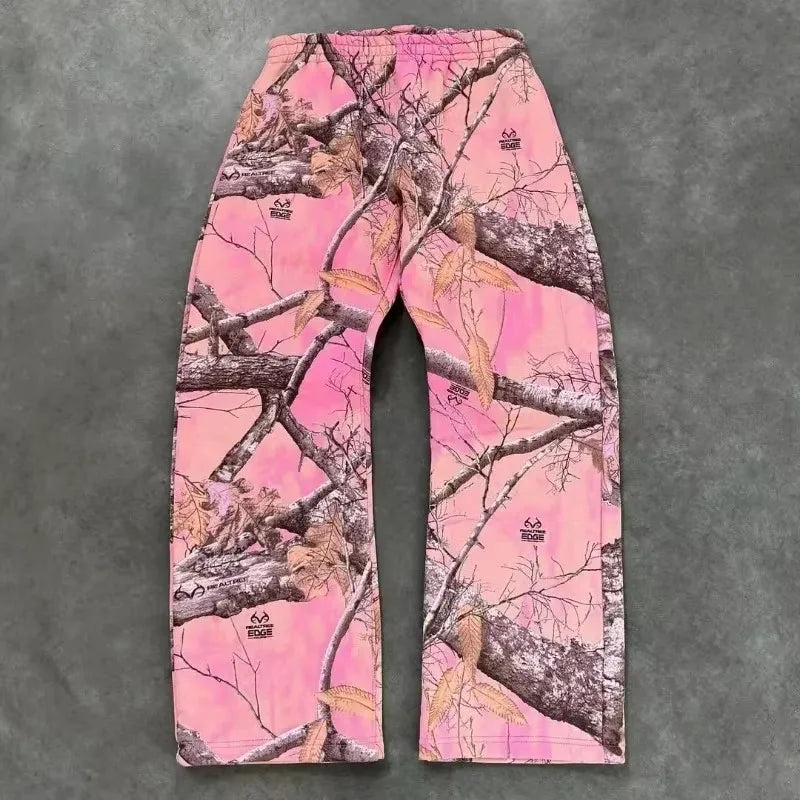 Y2K Retro Streetwear Men Camouflage Pattern Printed High Street Hip Hop Sweat Pants Men Oversized Unisex Casual Camo Baggy Pants