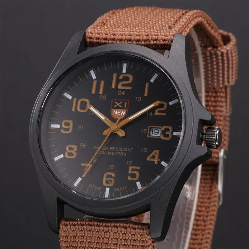 Men Genuine XINEW Brand Watches Students Fashion Casual Nylon Band Sports Army Gifts Date Quartz Wrist Watch Black Montre Homme