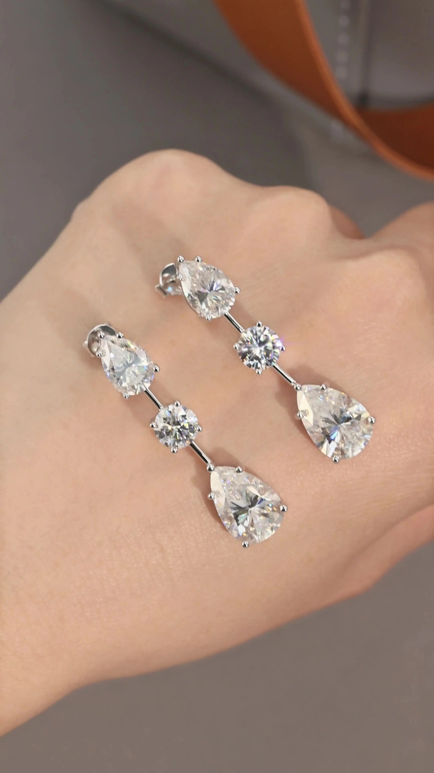 OEVAS Full D Color Moissanite Drop Earrings 100% S925 Sterling Silver Fine Jewelry for Women Wedding Party