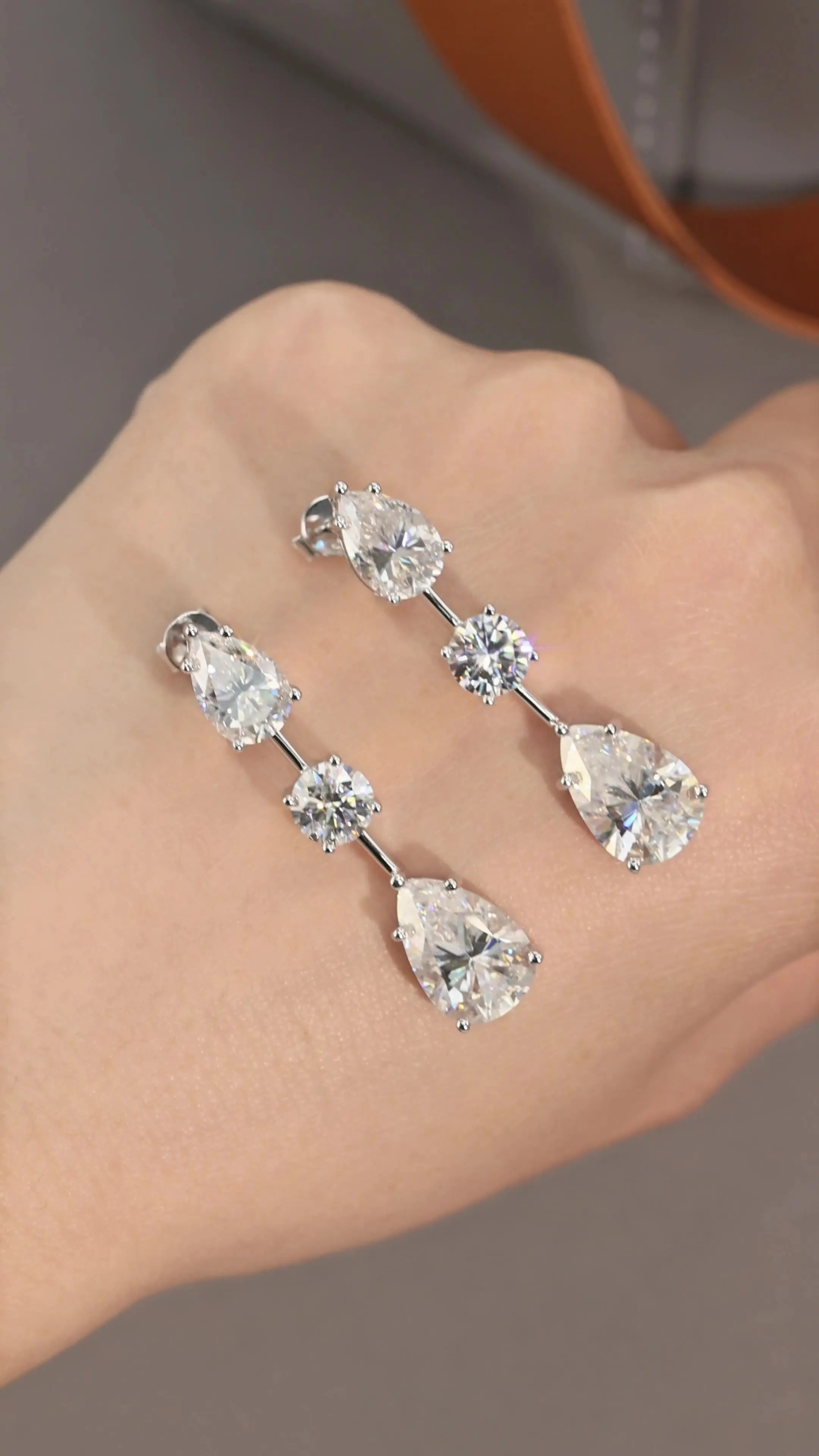 OEVAS Full D Color Moissanite Drop Earrings 100% S925 Sterling Silver Fine Jewelry for Women Wedding Party