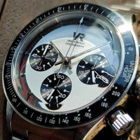 Vakuy Men's 38MM Quartz Watch Sweep Seconds Jinggong VK63A Chronograph Vintage Panda Di Men's Watch