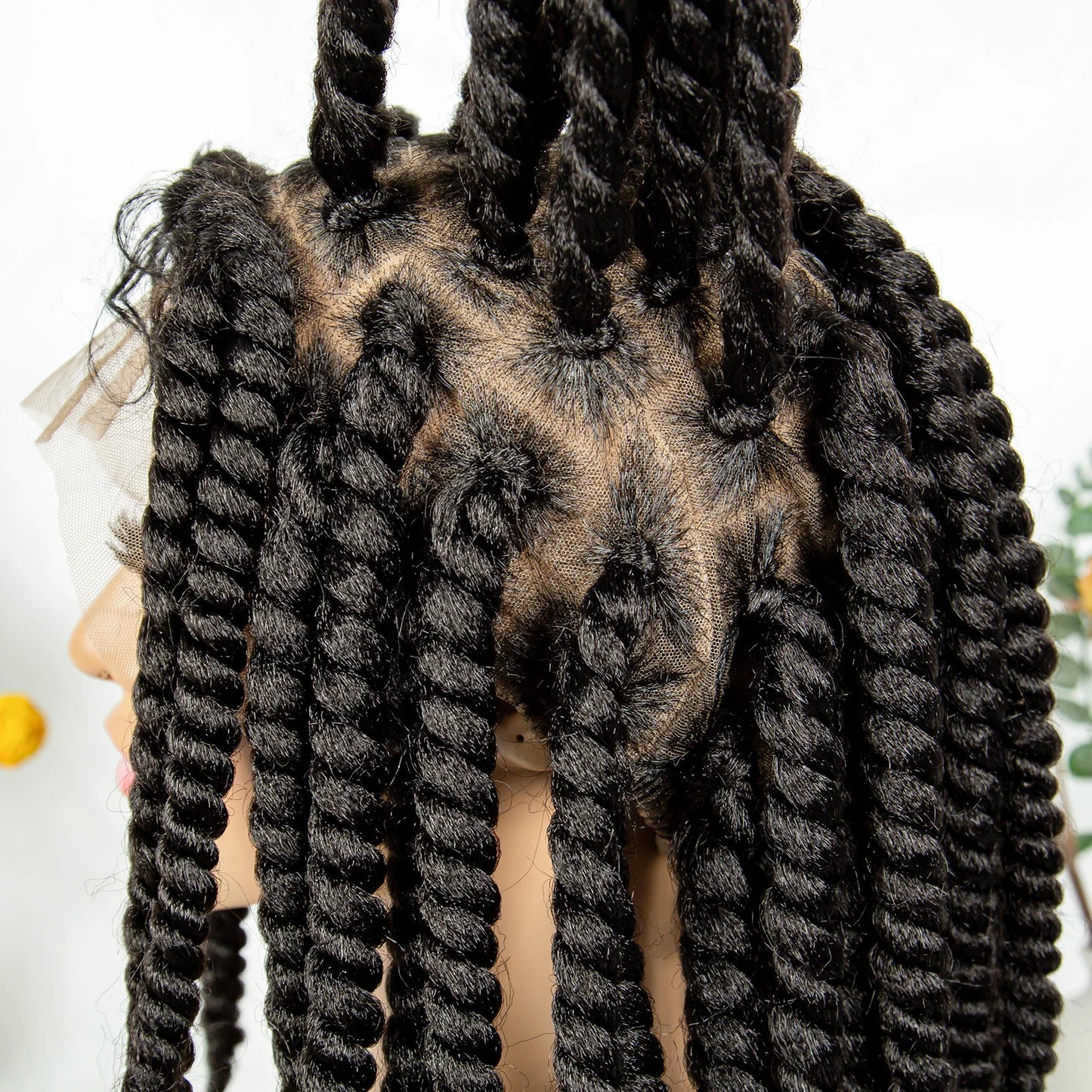 16" Full Lace Twisted Braided Wigs for Black Women Synthetic HD Lace Front Braids Wigs with Baby Hair Natural Lace Braiding Wigs