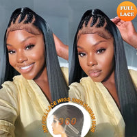 Full Lace Wig Straight Human Hair Wigs 100%Human Hair Brazilian PrePlucked Hd Lace Wigs 360 Human Hair Full Lace Wigs 250Density