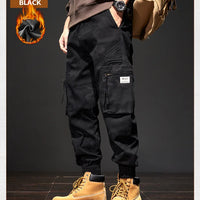2025 NewMen's Fleece-Lined American Camouflage Casual Multi-Pocket Loose Zipper Jogger Pants Autumn Youth Trendy Workwear