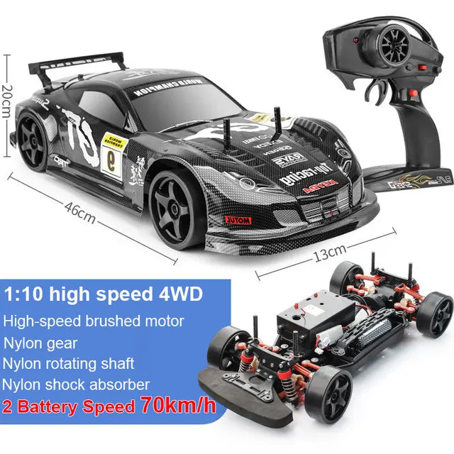 1:10 70km/H Remote Control Car 4wd High Speed Drift 2.4g Rc Car Shock Absorber Anti-Collision Rc Toys Christmas Gift