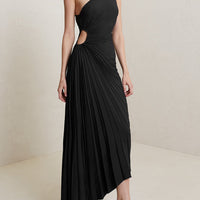 Women Elegant Long Dress Summer Sleeveless One-shoulder Pleated Hollowed Irregular Dress for Cocktail Party Beach Sundress Y2K