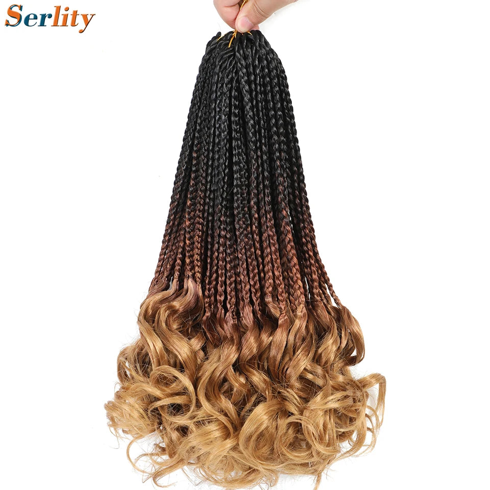 French Curl Crochet Braids 14 Inch Kid-Friendly Goddess Box Braids with Bouncy Curly Ends French Curls Braiding Hair for Women