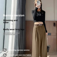 High Waist Slim Fit Straight Leg Suit Pants Wide Leg Casual Trousers Women's Autumn New Arrival Red Color Business Office Wear