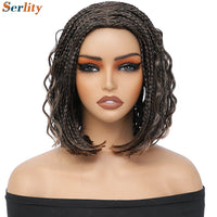New Style Bob Box Braided Wigs For Black Women 12inches Synthetic Box Braids Crochet Hair Wigs On Sale Clearance Short Black Wig