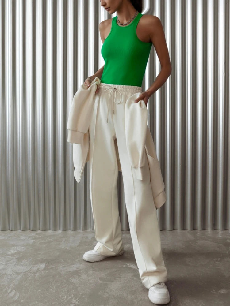 Women's Corset Summer 100% Cotton Crop Top Y2k Knitted Camis O Neck Knit Camisole Sleeveless Vest Solid Slim Tank Tops Women