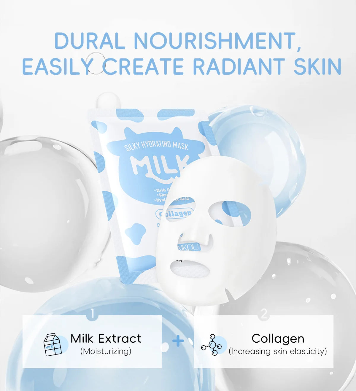 LAIKOU Milk Facial  Face Mask Shrink Pores Deep Hydrating Overnight Mask Moisturizing  Brightening Face Skin Care