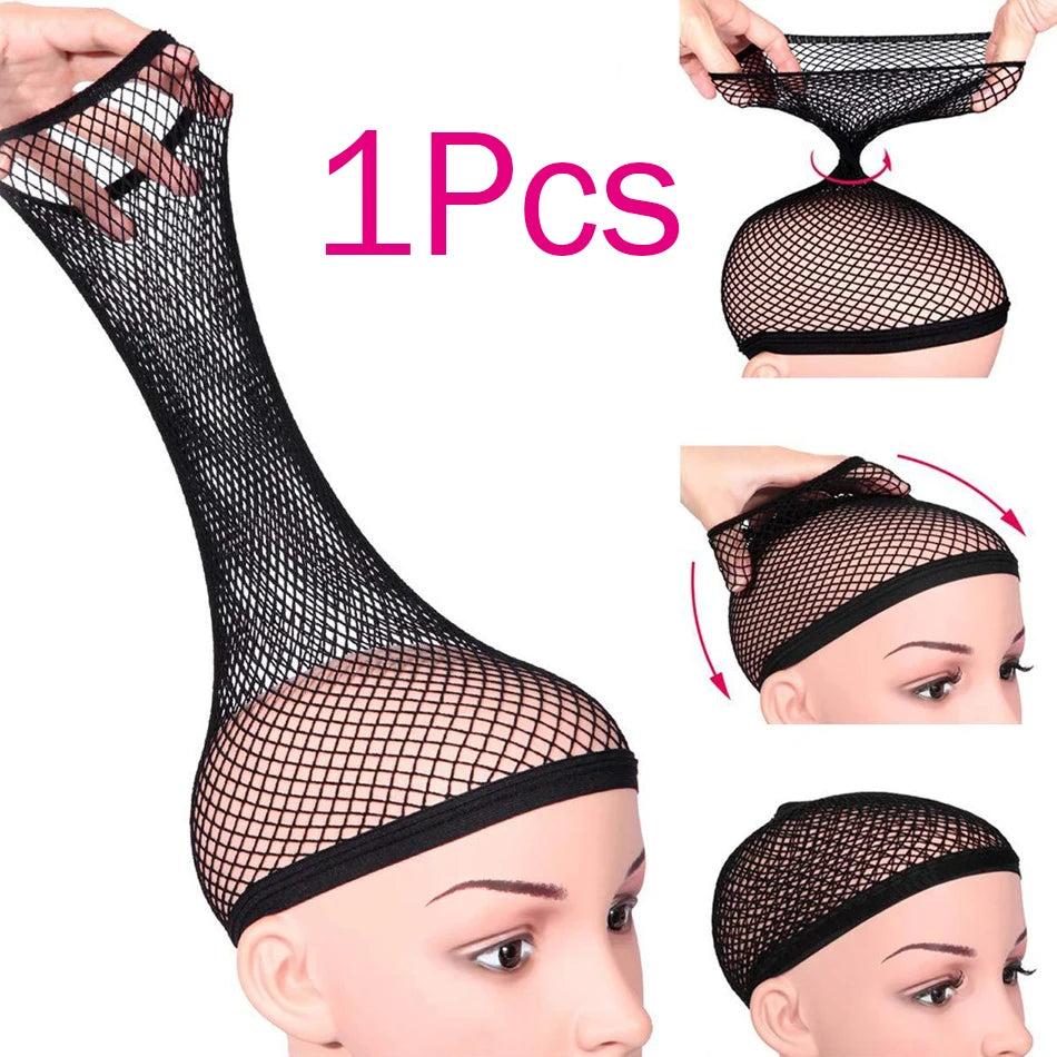 Top Hairnets Good Quality Mesh Weaving Wig Open at One Ends Black Hair Elastic Stretchabl Net For Making Caps Fishnet Ladies