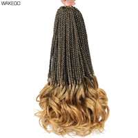 14 18 24 Inch French Curl Box Braids Crochet Hair Ombre Brown to Blonde Prelooped Synthetic French Curls Braiding Hair for Women
