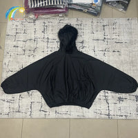 Men Women Oversized Poster Style Black Fur Collar Vultures YZY Kanye Hoodie Top Quality Nylon Nylon Woven Windproof Pullover