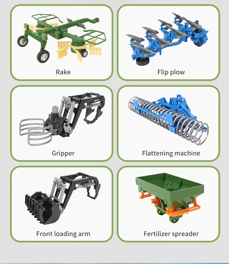 RC Farm Tractors Car 1/24 Radio Controlled Cars and Trucks 2.4G with Light Simulated Engineering Truck Model Toys for Children