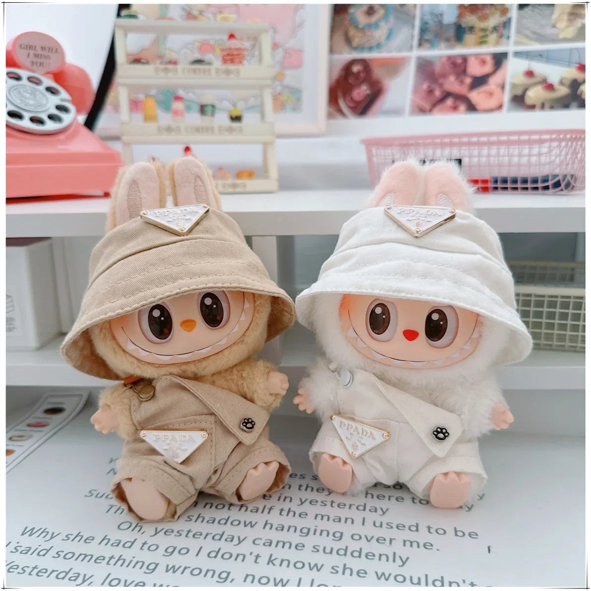 Para 15-17cm Labubu V1 V2 Idol muñeca traje sombrero monos ropa regalo Mini ropa de muñeca de peluche accesorios de atuendo