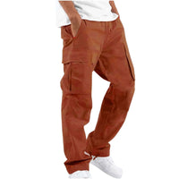2025new men's workwear pants, European and American men's loose straight casual pants, men's workwear pocket pants