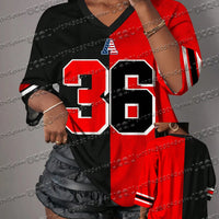 Summer Mesh Contrasting Color Jersey T-Shirt V-Neck Loose Sexy Streetwear American Fashion Casual Travel Tee Womens Y2k Top