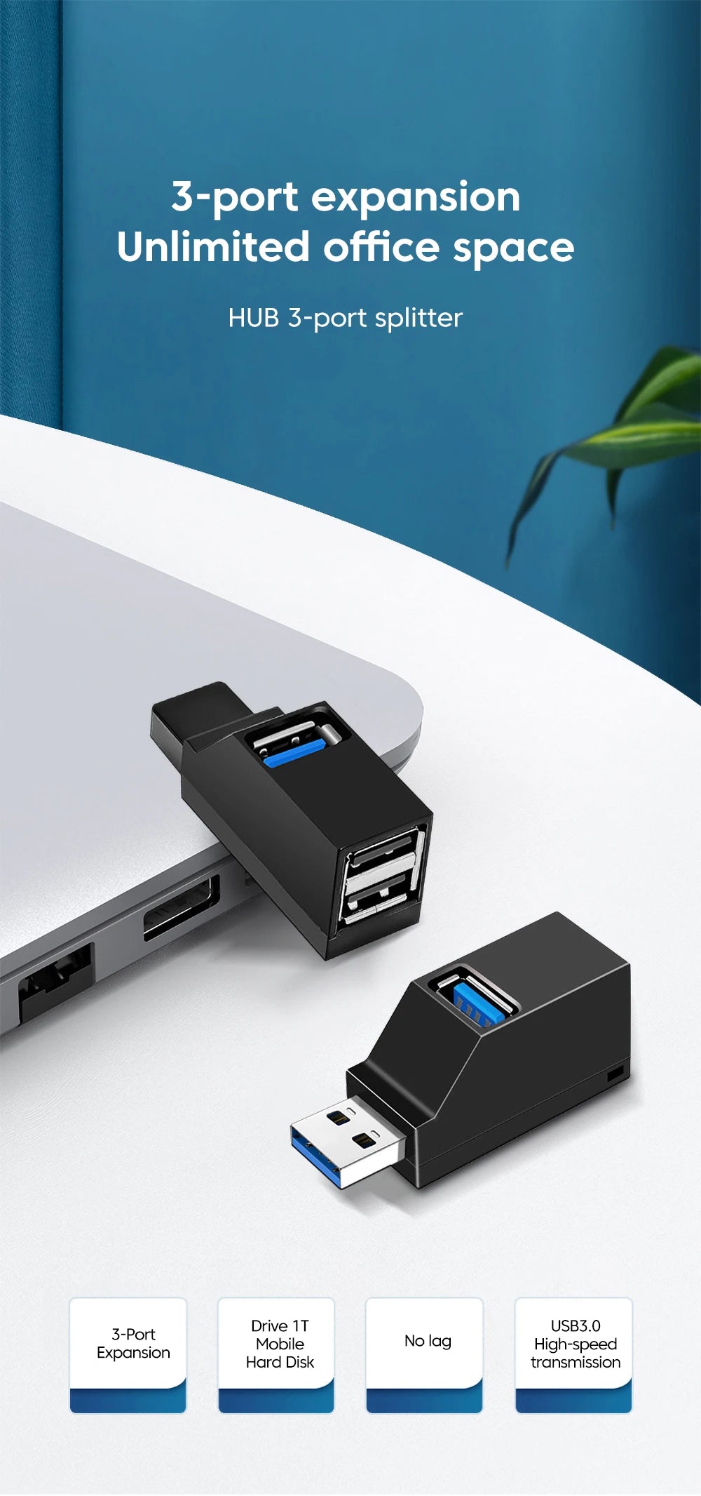 Elough HUB USB Type C High Speed Cable Splitter USB 3.0 Multipuertos HUB Adapter Extender For PC Portable USB Disk Card Reader