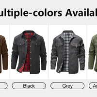 Men's Jackets Spring Flannel Lined Shirt Coat Shacket Casual Snap Button Overshirt Western Cowboy Style High Quality Top US Size